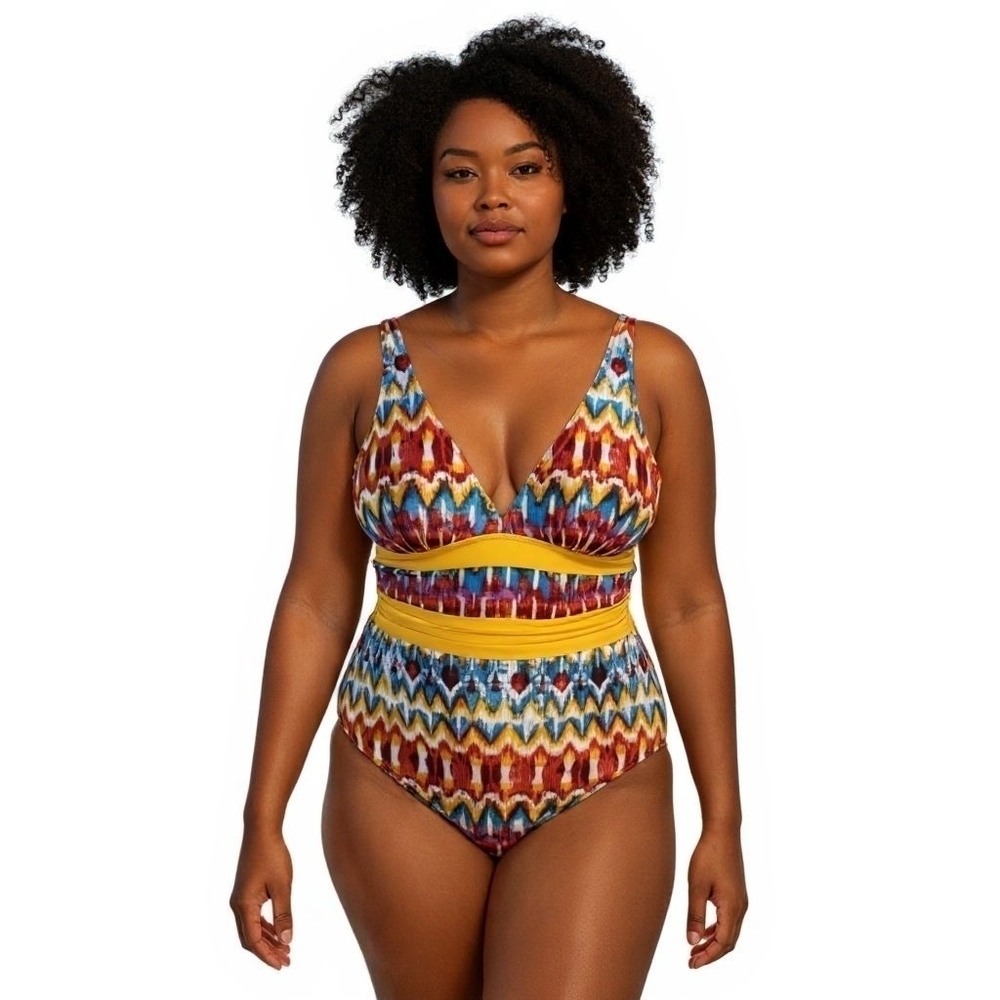 Womens One Piece Swimsuit Plus Size 3X Multicolor Tie Dye Adjustable Straps